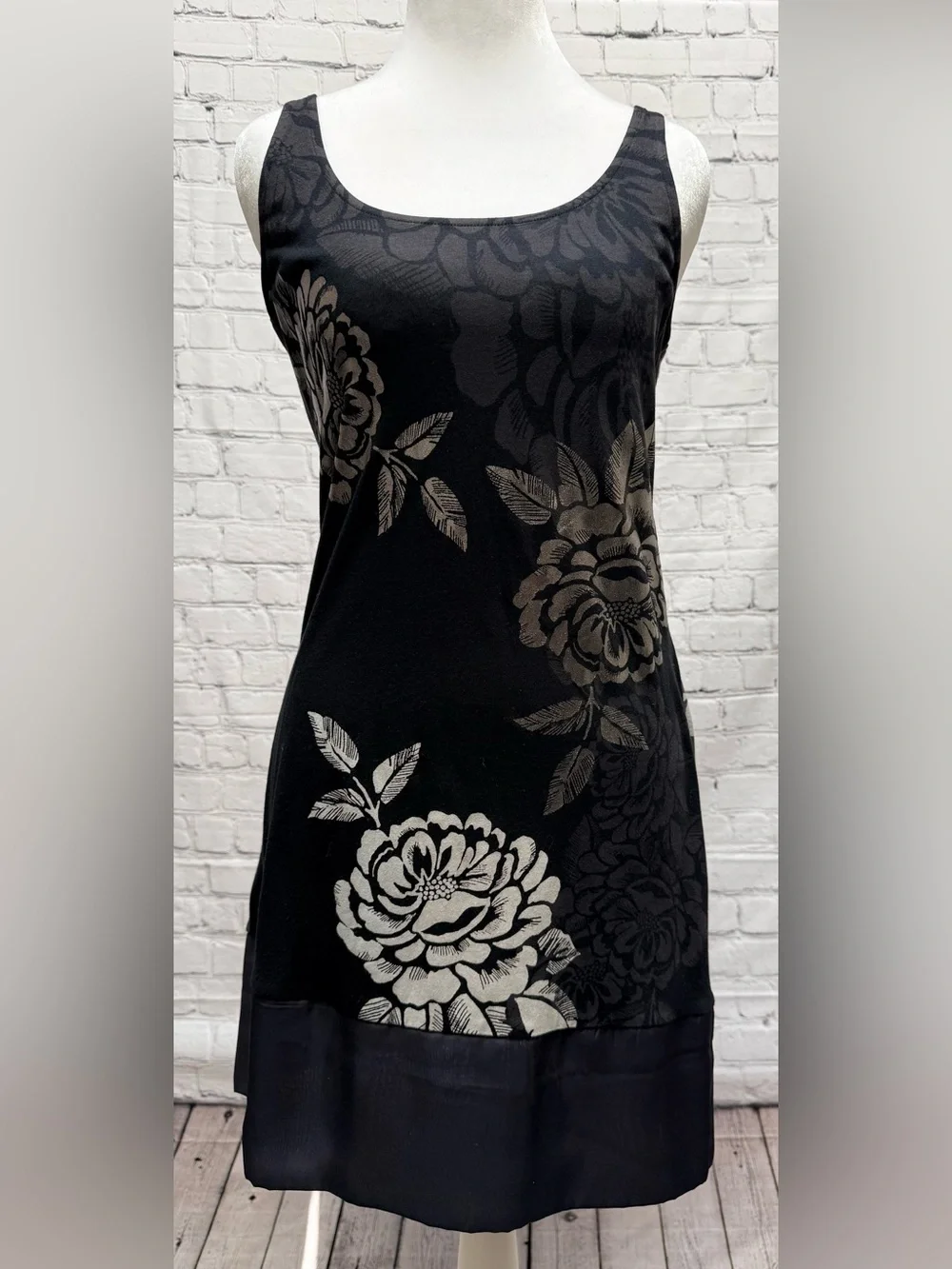 Express Black Tank Dress with Silver Floral Print - Picture 2 of 5